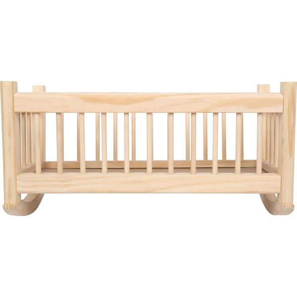 small Foot culla per bambole Natur in legno con biancheria extra grande per bambini 3+