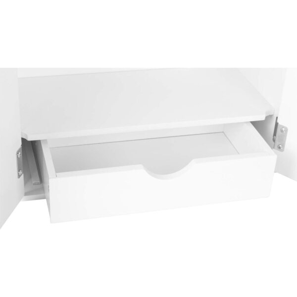 bamboleschrank in legno bianco con accessori, armadio per bambole con gruccia e cassetto