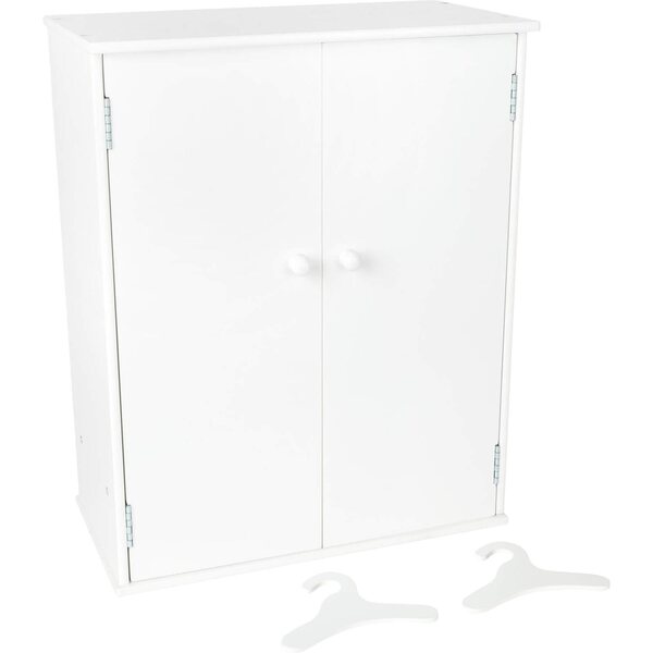 bamboleschrank in legno bianco con accessori, armadio per bambole con gruccia e cassetto