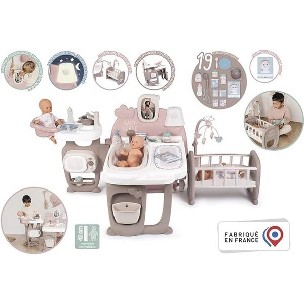 Smoby Baby Nurse XXL Spielcenter für Puppen mit Bett, Wanne und Küche, faltbar