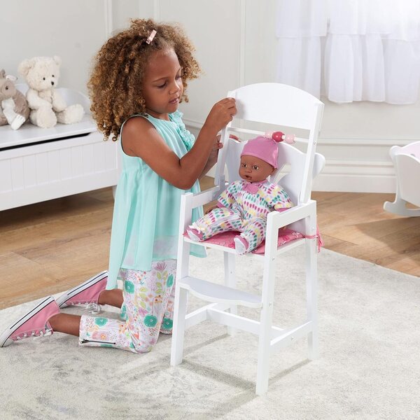 KidKraft Lil' Doll seggiolone per bambole in legno per bambini da 3 anni, accessorio elegante per bambole