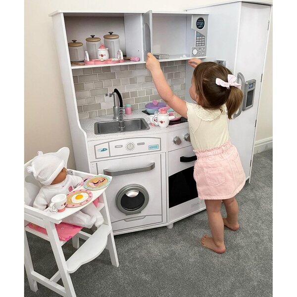 KidKraft Lil' Doll seggiolone per bambole in legno per bambini da 3 anni, accessorio elegante per bambole
