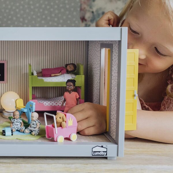 Lundby Puppenhausmöbel Kinderzimmer-Set mit Etagenbetten 1:18