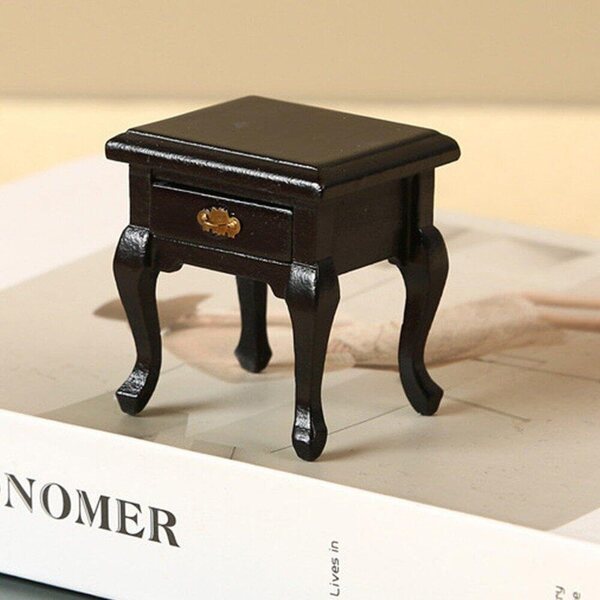 Mini Comò in Legno 1:12 per Casa delle Bambole, Mobile Notte Decorativo