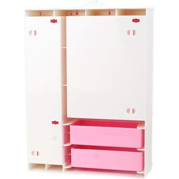 Armadio rosa moderno 3 ante per gioco con accessori Barbie e bambole