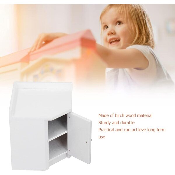 Eckschrank per casa delle bambole in legno di betulla, mini cucina dettagliata 1:12