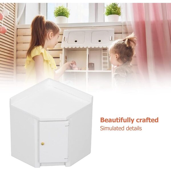 Eckschrank per casa delle bambole in legno di betulla, mini cucina dettagliata 1:12