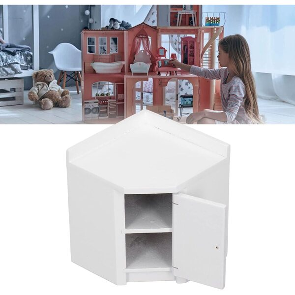Eckschrank per casa delle bambole in legno di betulla, mini cucina dettagliata 1:12