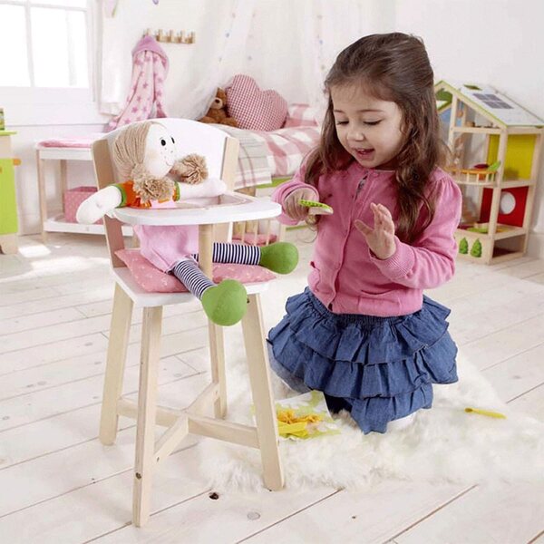 Hape E3600 Seggiolone in Legno per Bambole con Cuscino, Gioco Creativo 3+ anni