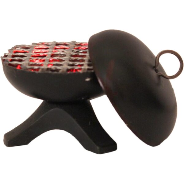 Kahlert Licht 49641 - Grill nero con coperchio e luce LED a fiamma