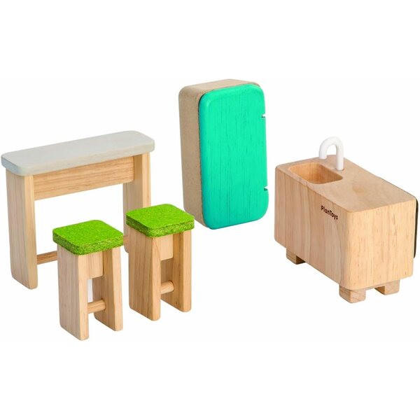PlanToys PT7352 Cucina in Legno per Bambini con Tavolo e Barhocker