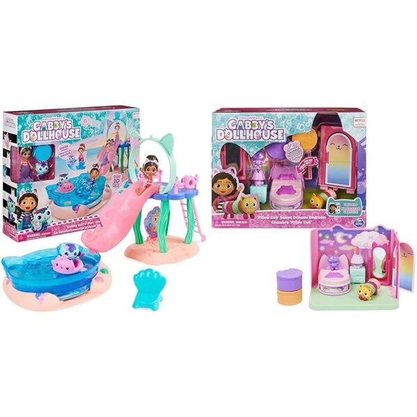Gabby's Dollhouse Purrific Pool Party und Sweet Dreams Deluxe Schlafzimmer