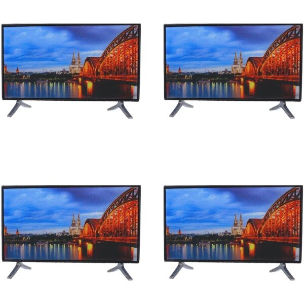 DOITOOL Miniature TV per casa delle bambole in scala 1:12, set 4 pezzi, dettaglio realistico 5,8x3,3 cm