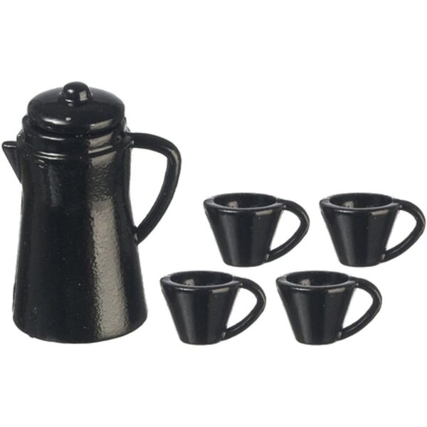 Melody Jane Miniature Kaffeekanne e Becher in Metallo Scala 1:12 per Case delle Bambole