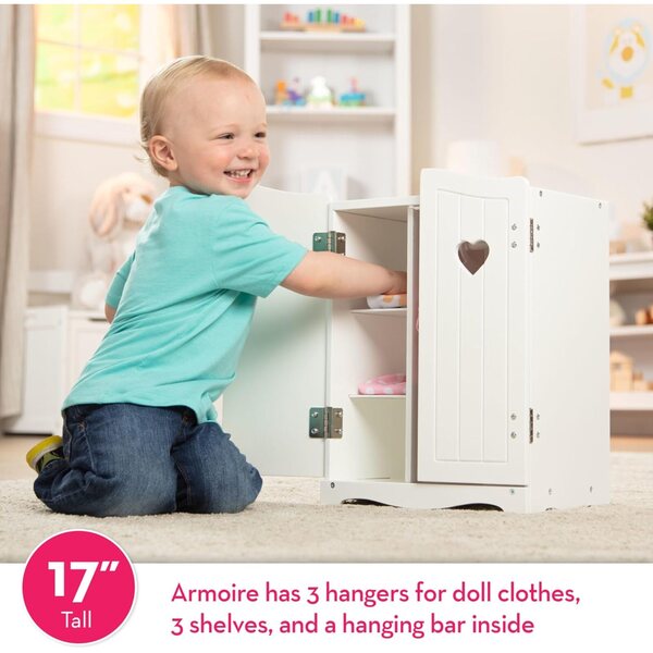 Armadio in legno bianco Melissa & Doug per bambole e peluche 44x31x21 cm