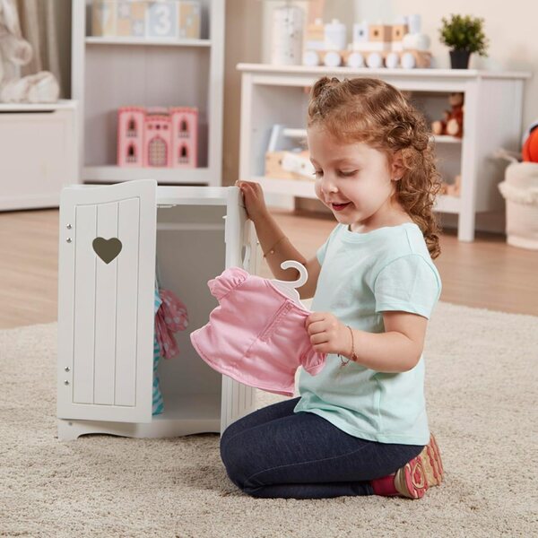 Armadio in legno bianco Melissa & Doug per bambole e peluche 44x31x21 cm