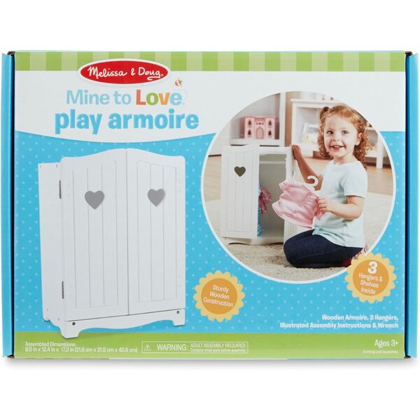 Armadio in legno bianco Melissa & Doug per bambole e peluche 44x31x21 cm