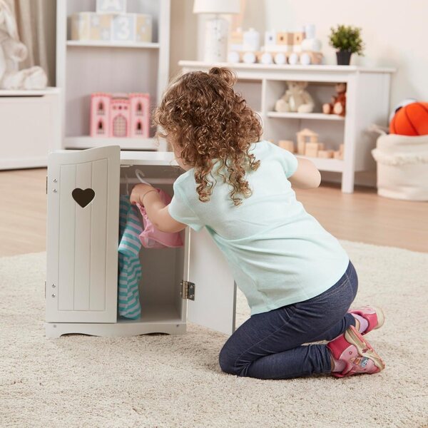 Armadio in legno bianco Melissa & Doug per bambole e peluche 44x31x21 cm