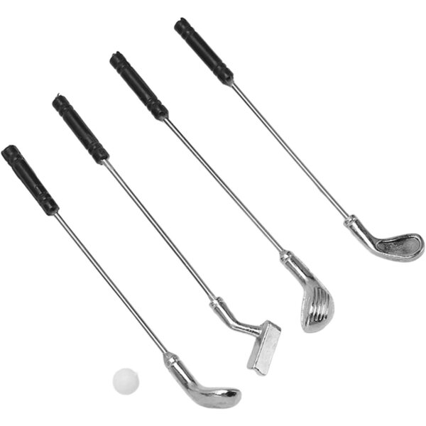 Set mit 5 Minigolfschlägern für Puppenhäuser im Maßstab 1:12 aus Kunststoff und Legierung