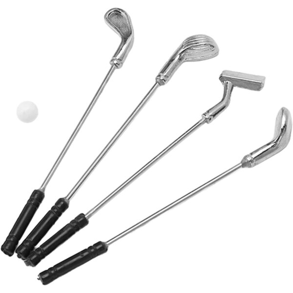 Set mit 5 Minigolfschlägern für Puppenhäuser im Maßstab 1:12 aus Kunststoff und Legierung