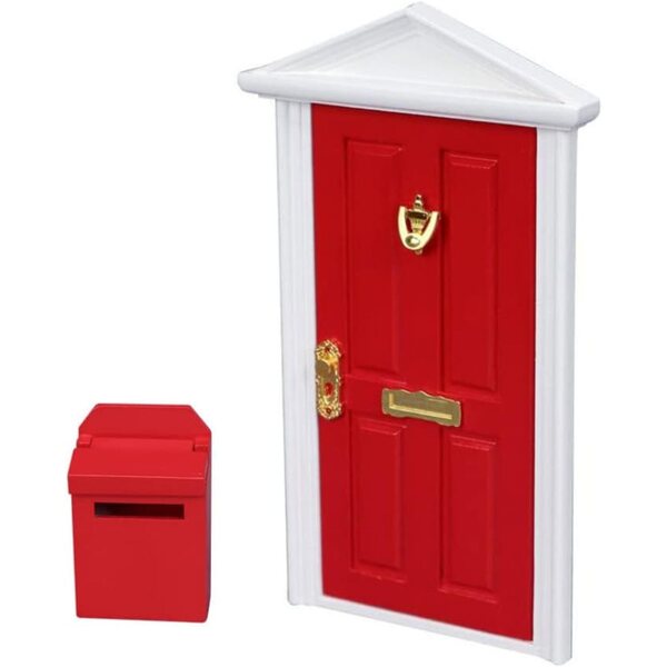 Holztür- und Briefkasten-Set für Puppenhaus im Maßstab 1:12