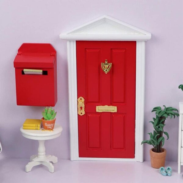 Holztür- und Briefkasten-Set für Puppenhaus im Maßstab 1:12