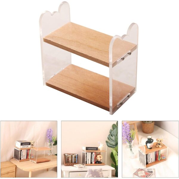 1/12 Holz-Bücherregal-Miniaturen für Puppenhäuser und Schreibtischdekorationen