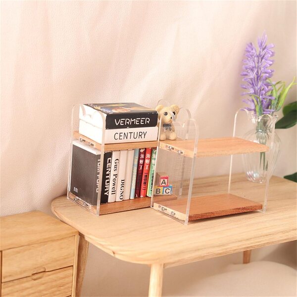 1/12 Holz-Bücherregal-Miniaturen für Puppenhäuser und Schreibtischdekorationen
