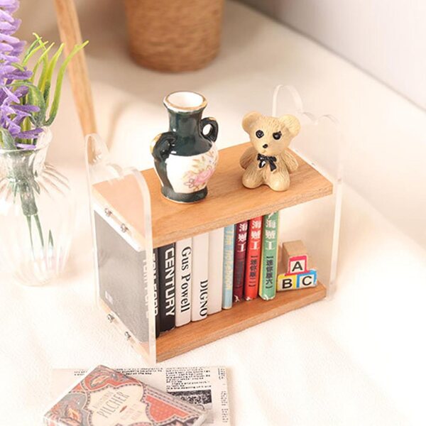 1/12 Holz-Bücherregal-Miniaturen für Puppenhäuser und Schreibtischdekorationen