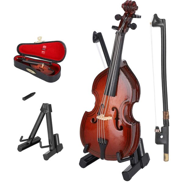 Handgefertigter dekorativer Mini-Bass aus Holz, elegante Dekoration 10 cm für Zuhause und als Geschenk