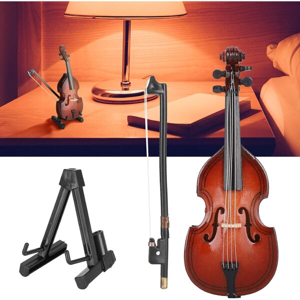 Handgefertigter dekorativer Mini-Bass aus Holz, elegante Dekoration 10 cm für Zuhause und als Geschenk