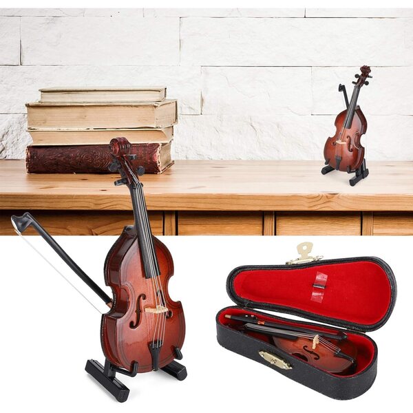 Handgefertigter dekorativer Mini-Bass aus Holz, elegante Dekoration 10 cm für Zuhause und als Geschenk
