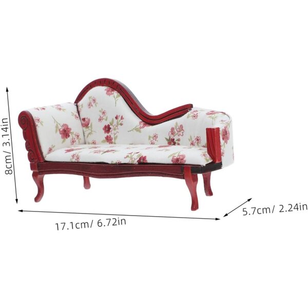 Sofà Vintage Miniatura con Motivo Floreale STOBAZA per casa delle bambole Scala 1:12