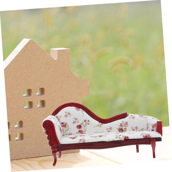 Sofà Vintage Miniatura con Motivo Floreale STOBAZA per casa delle bambole Scala 1:12