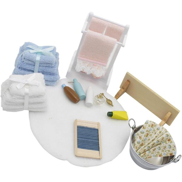 Realistisches und detailliertes Miniatur-Badezimmermöbel-Set für 1/12 Puppenhaus