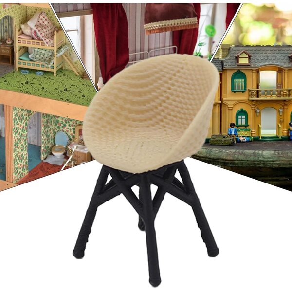 Miniatur-Rattanstuhl aus Kunstharz – perfekt für Dekorationen und Sammler-Minimöbel