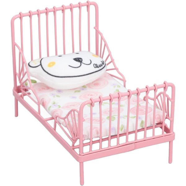 Letto in Metallo per Casa delle Bambole 1:12 con Materasso e Cuscino - Brrnoo