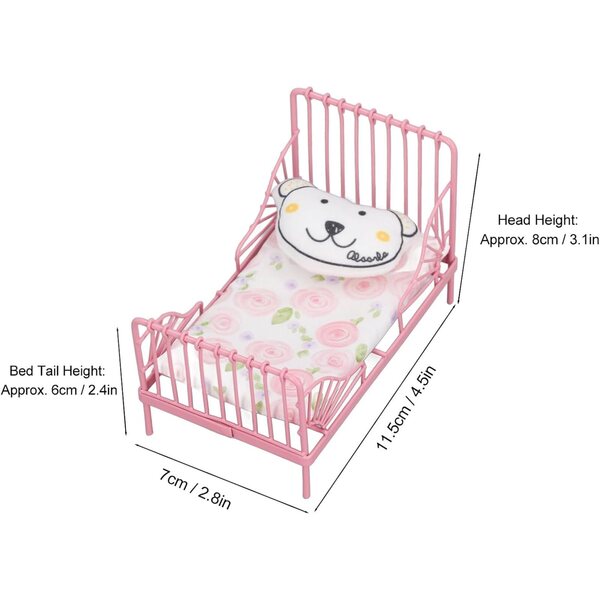 Letto in Metallo per Casa delle Bambole 1:12 con Materasso e Cuscino - Brrnoo