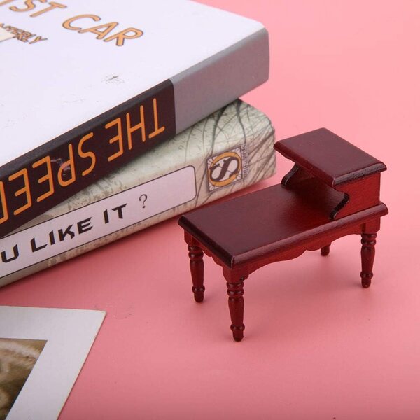 Mini Tavolo da Tè in Legno per Casa delle Bambole 1:12, Elegante Arredamento Portatile