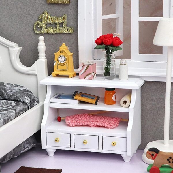 1:12 Miniatur-Badezimmerschrank aus Holz mit funktionierenden Schubladen für Puppenhäuser