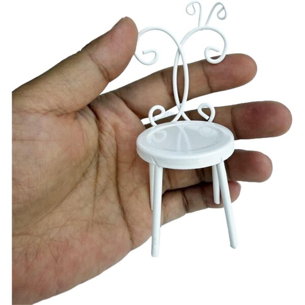 Miniatur sedia in metallo 1:12 per case delle bambole, design antico elegante