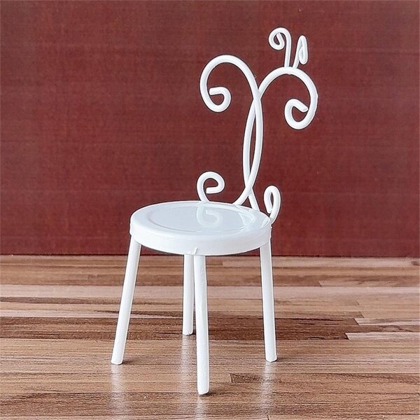 Miniatur sedia in metallo 1:12 per case delle bambole, design antico elegante