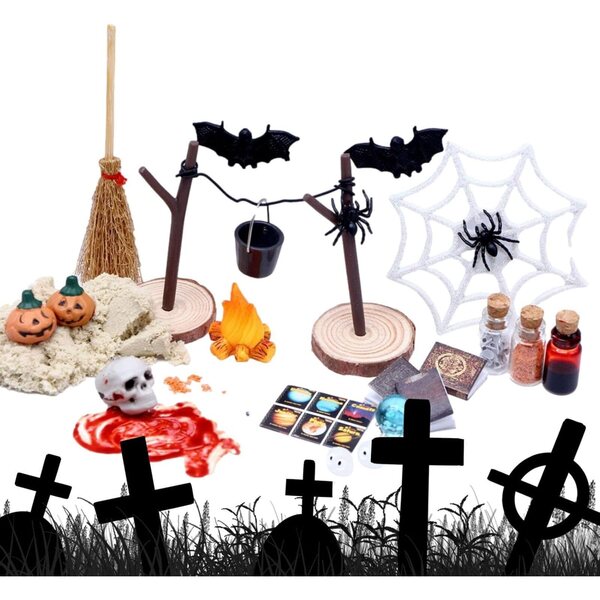Set Miniature Halloween per Case delle Bambole 27 pezzi Decorazioni Horror ABS