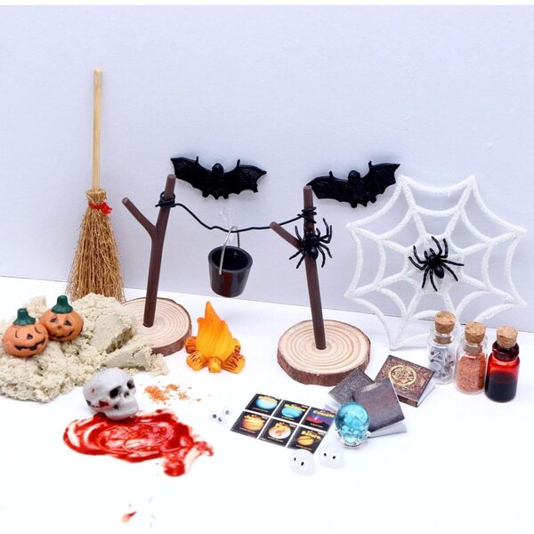 Set Miniature Halloween per Case delle Bambole 27 pezzi Decorazioni Horror ABS