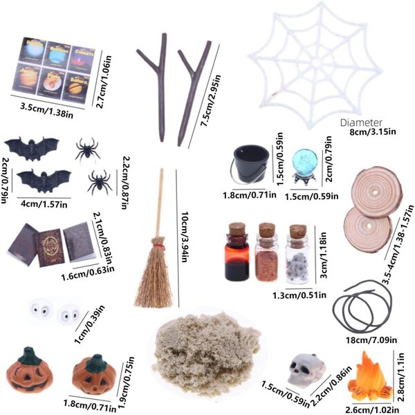 Set Miniature Halloween per Case delle Bambole 27 pezzi Decorazioni Horror ABS