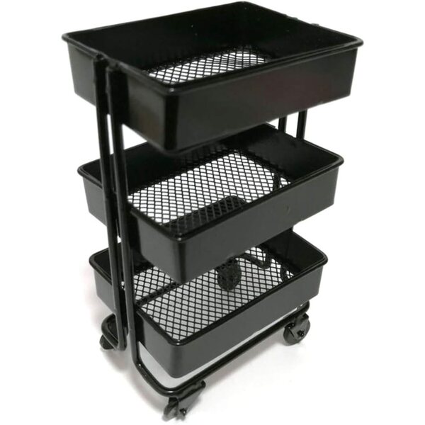 carrello Miniatur con Ruote, Mobiletto a 3 Ripiani per Cucina e Decorazione