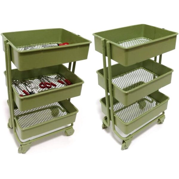 carrello Miniatur con Ruote, Mobiletto a 3 Ripiani per Cucina e Decorazione