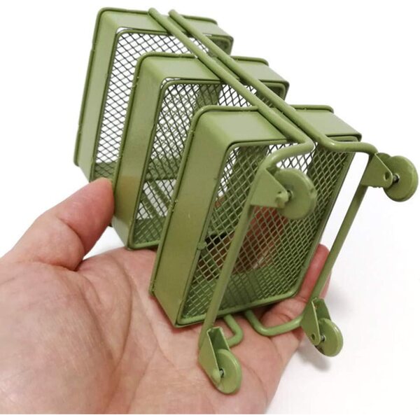 carrello Miniatur con Ruote, Mobiletto a 3 Ripiani per Cucina e Decorazione