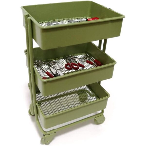 carrello Miniatur con Ruote, Mobiletto a 3 Ripiani per Cucina e Decorazione