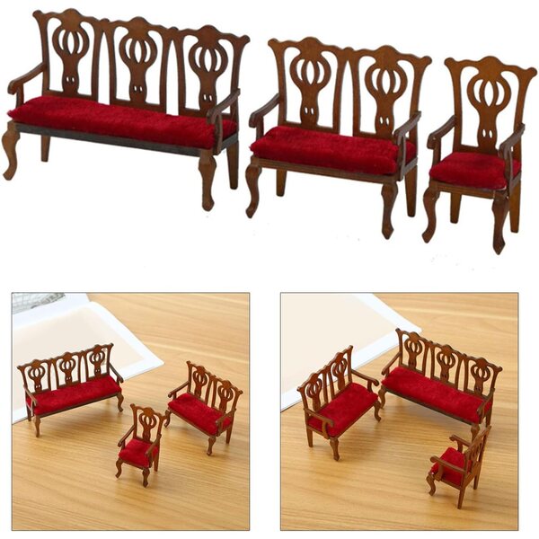 Miniatura Sedia Divanetto in Legno per Case delle Bambole 1:12 - Eleganza e Stile